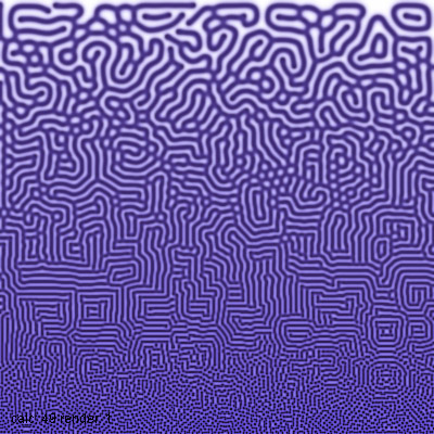 Gray-Scott morphogenesis with varying V diffusion rate